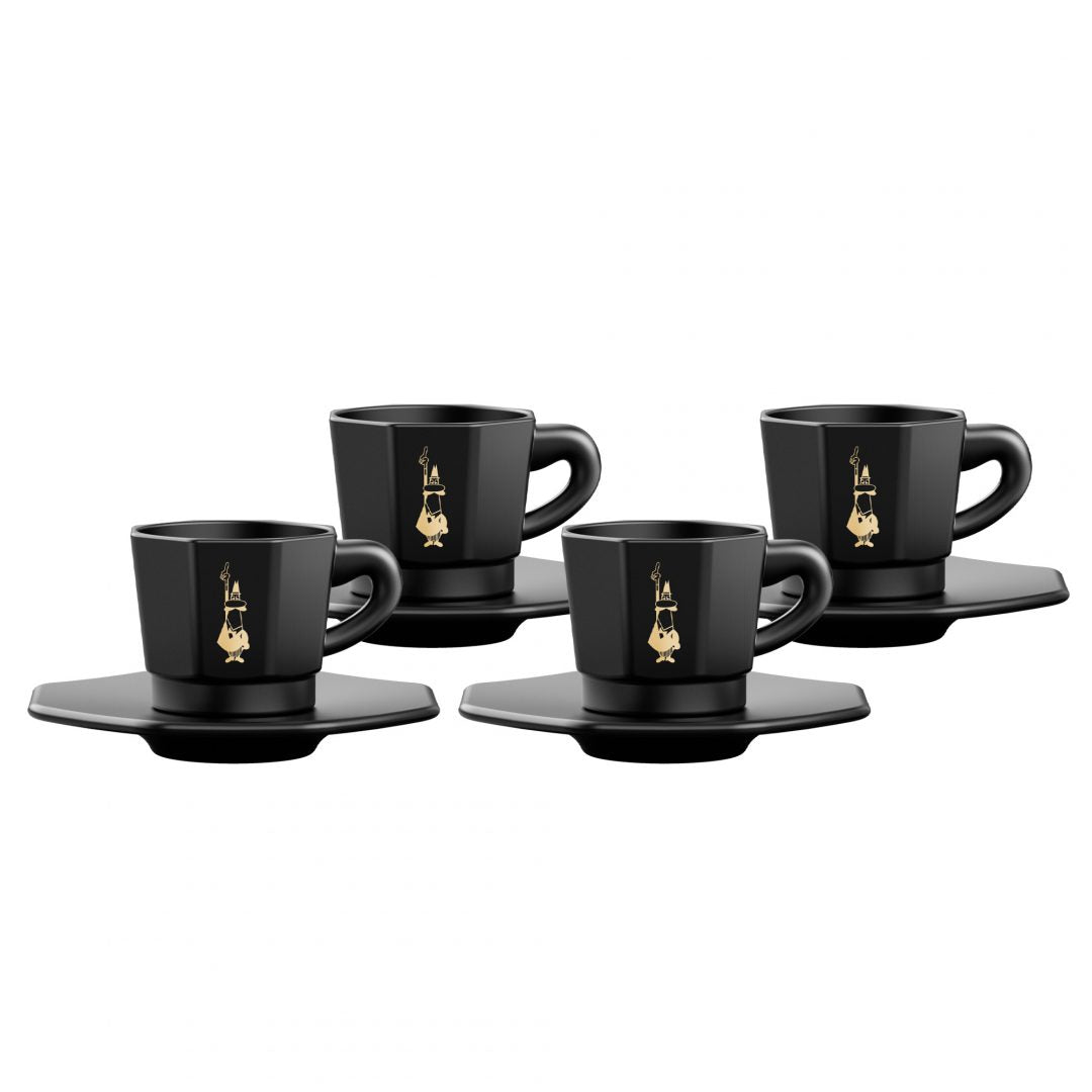 Bialetti Espressokopp Med fat 4-pack Svart 7,5 cl