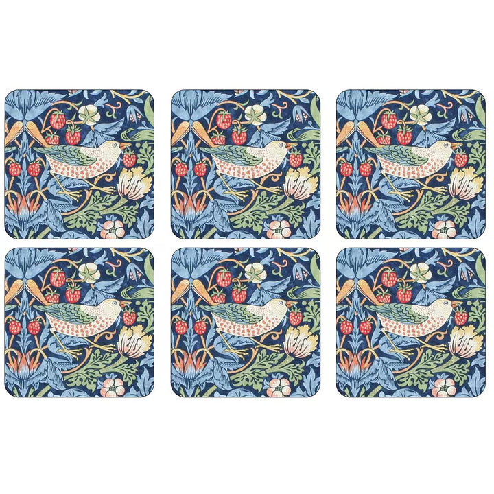 Spode Morris & Co Strawberry Thief Glasunderlägg 6-pack Blå