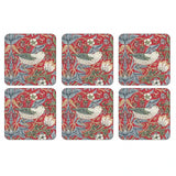 Spode Morris & Co Strawberry Thief Glasunderlägg 6-pack Röd