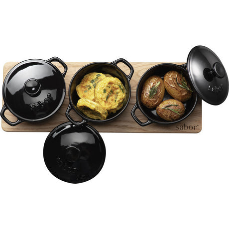 Sabor Minigryta serveringsset 3-pack 0,3 L natur/svart