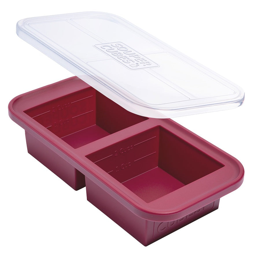 Souper Cubes Frysform i Silikon med Lock 2x500 ml cranberry