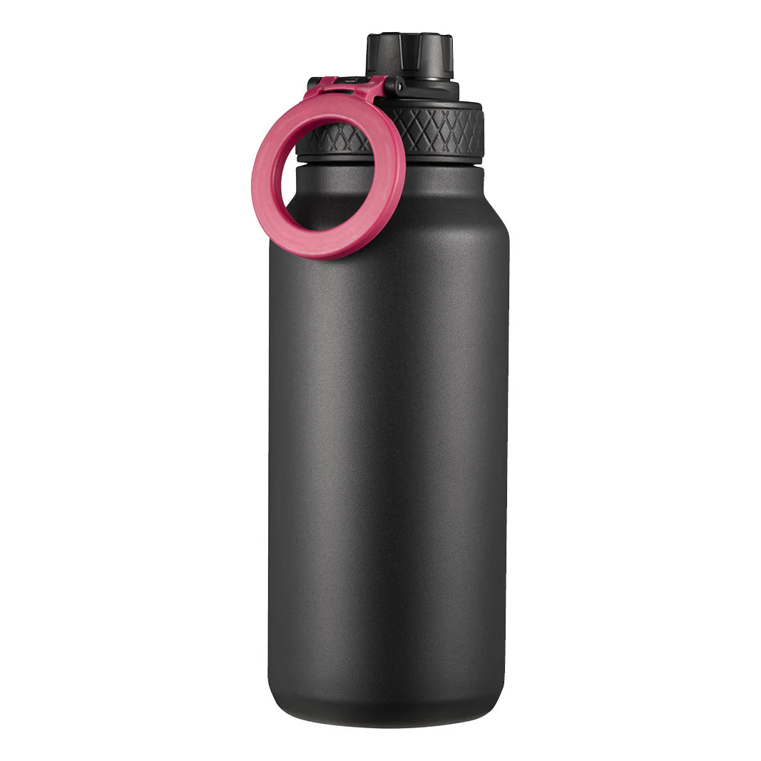Dorre Flory termosflaska 0,9 L med magnetisk mobilhållare svart/rosa