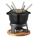 Dorre Foni fondue gjutjärn med träplatta 1,8 L svart