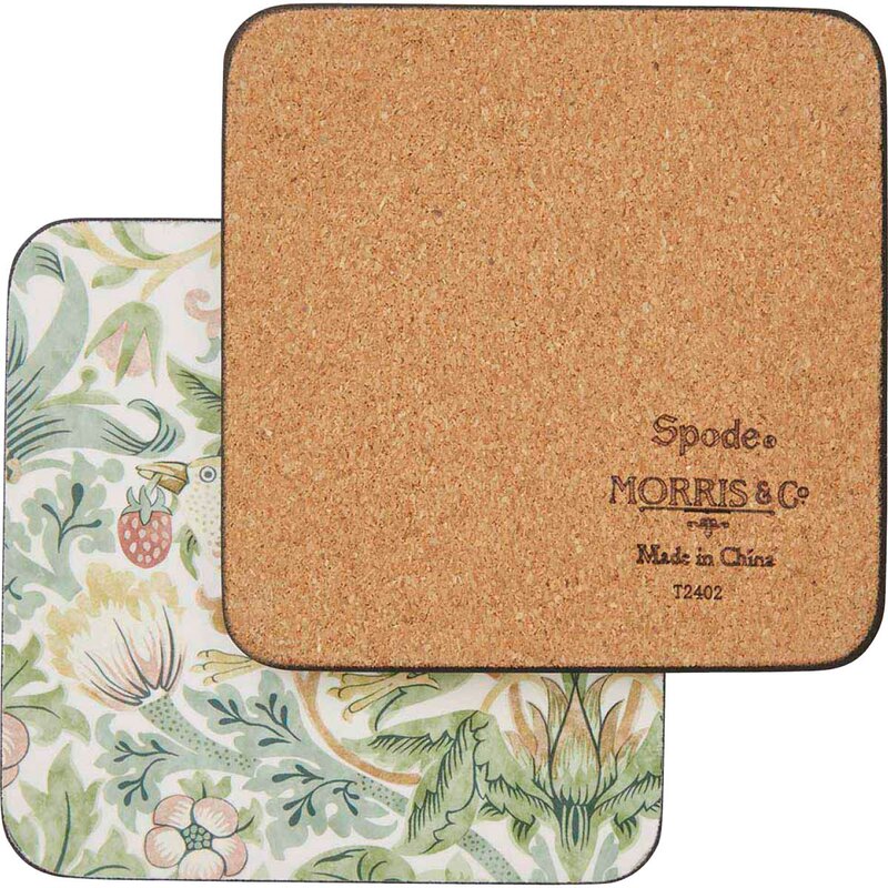 Spode Morris & Co glasunderlägg 6-pack Strawberry Thief green