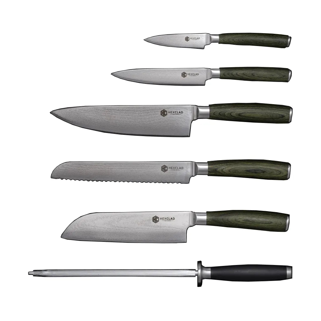 Hexclad Hybrid Knivset 6 delar Damaskus stål