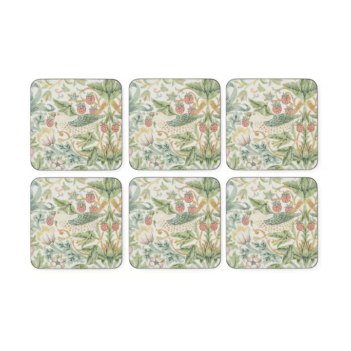 Spode Morris & Co glasunderlägg 6-pack Strawberry Thief green