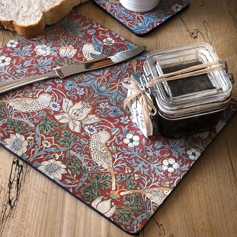 Spode Morris & Co Strawberry Thief Tablett 30x40 cm 4-pack Röd