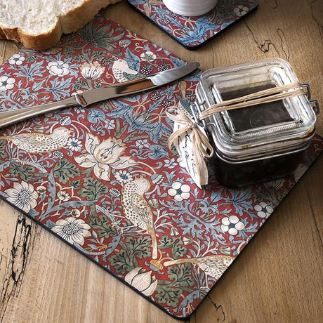 Spode Morris & Co Strawberry Thief Tablett 30x40 cm 4-pack Röd