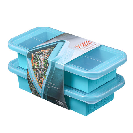 Souper Cubes Frysform i Silikon med Lock 2x500 ml 2-pack Blå