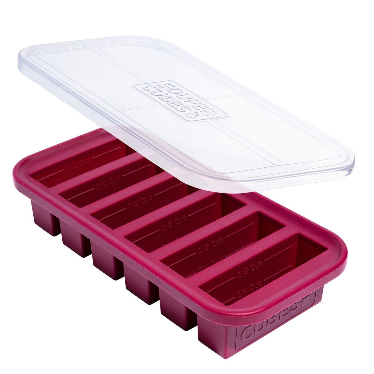 Souper Cubes Frysform i Silikon med Lock 6x125 ml Cranberry