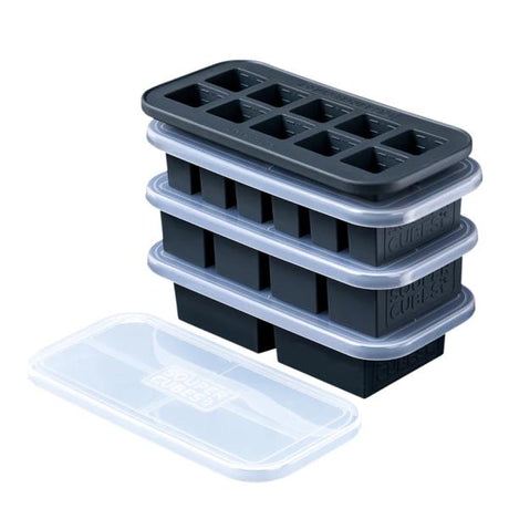Souper Cubes Frysform i Silikon med Lock Set 4-pack Grå