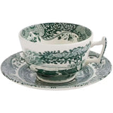 Spode Heritage Green Italian tekopp + fat 20 cl grön/vit