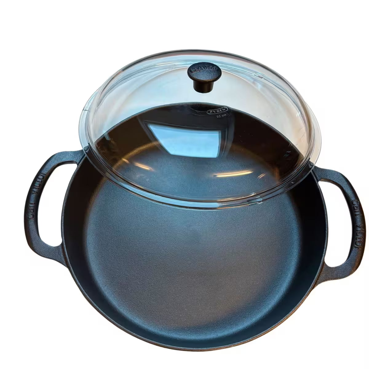 Carl victor Traktörpanna med glaslock 32 cm gjutjärn