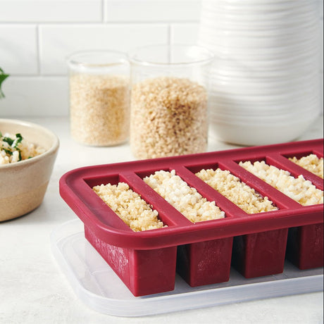 Souper Cubes Frysform i Silikon med Lock 6x125 ml Cranberry