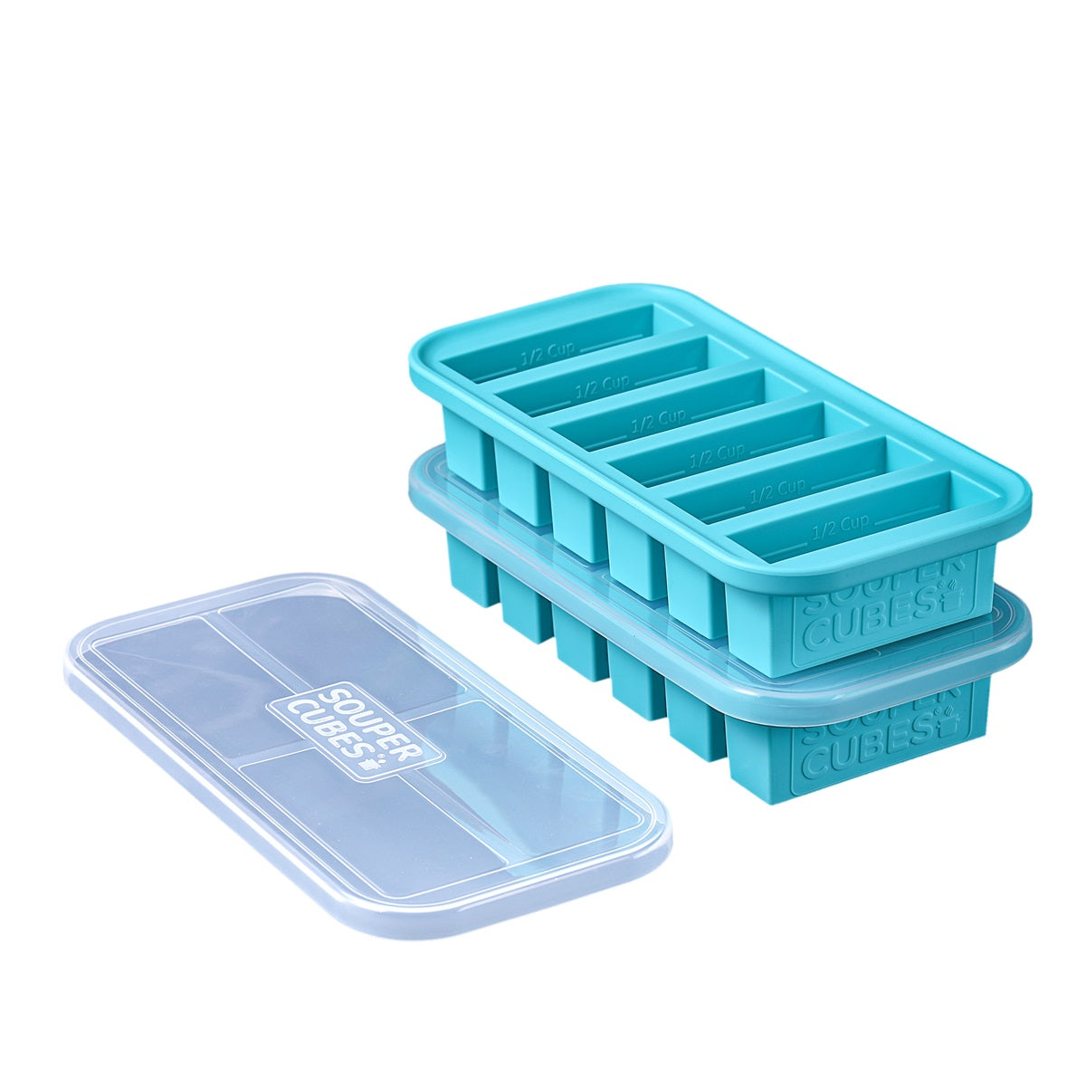 Souper Cubes Matförvaring och Lock Silikon Half-cup 6x125 ml 2-pack Blå