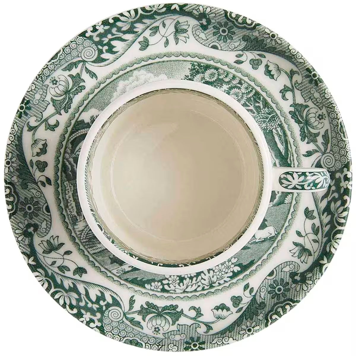 Spode Heritage Green Italian espressokopp + fat 9 cl grön/vit