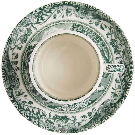Spode Heritage Green Italian espressokopp + fat 9 cl grön/vit