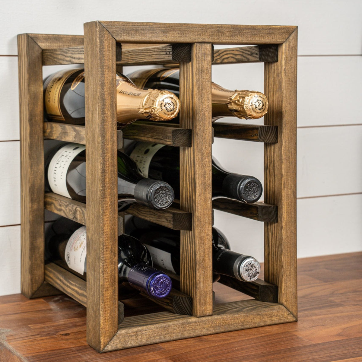 Swedish Wine Rack Furu Vinställ 6 flaskor mörkbrun