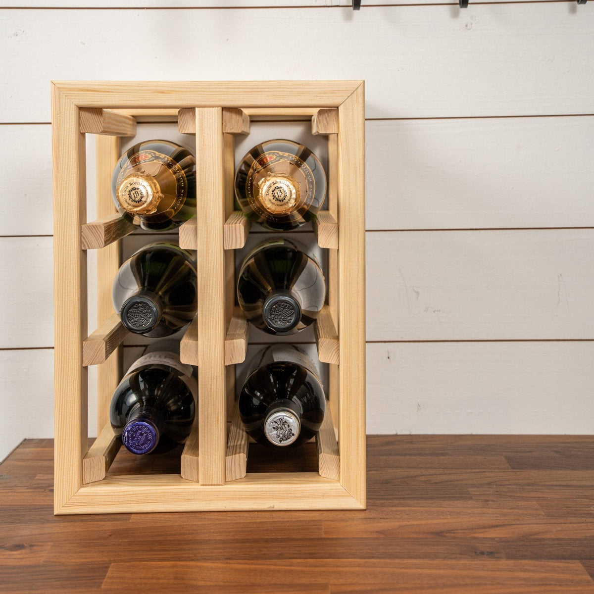Swedish Wine Rack Furu Vinställ 6 flaskor Ljust trä