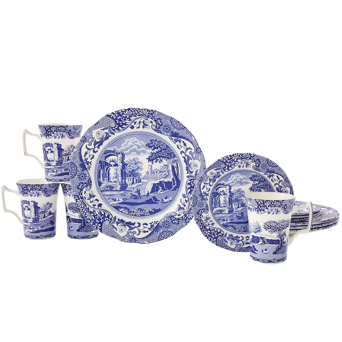 Spode Blue Italian servis 12 delar, blå/vit
