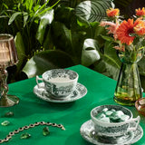 Spode Heritage Green Italian tekopp + fat 20 cl grön/vit