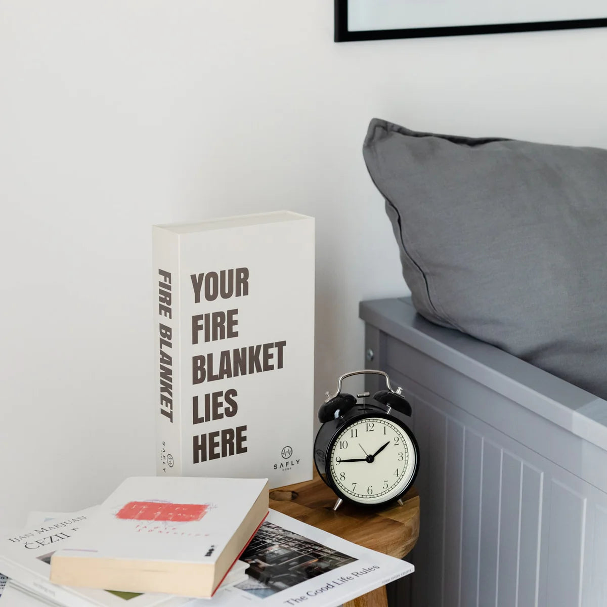 Safly Coffee Table Book med brandfilt 16x28 cm krämvit