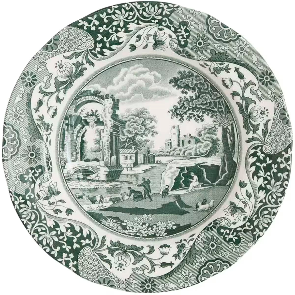 Spode Heritage Green Italian djup tallrik 23 cm grön/vit