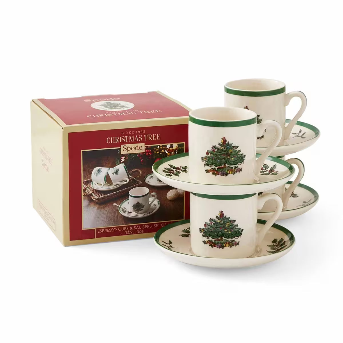 Spode Christmas Tree espressokopp 4-pack