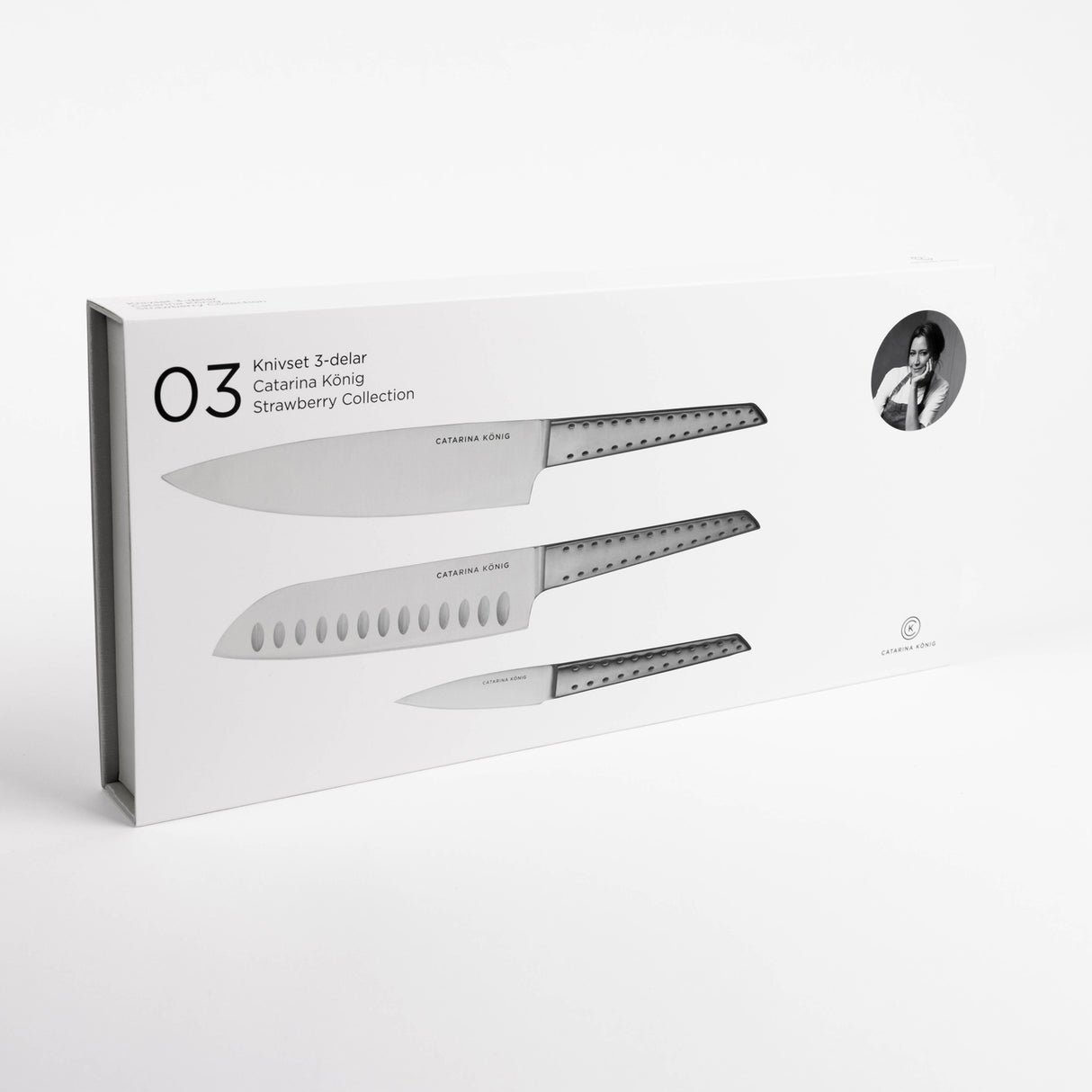 Catarina König Knivset 3 delar Strawberry