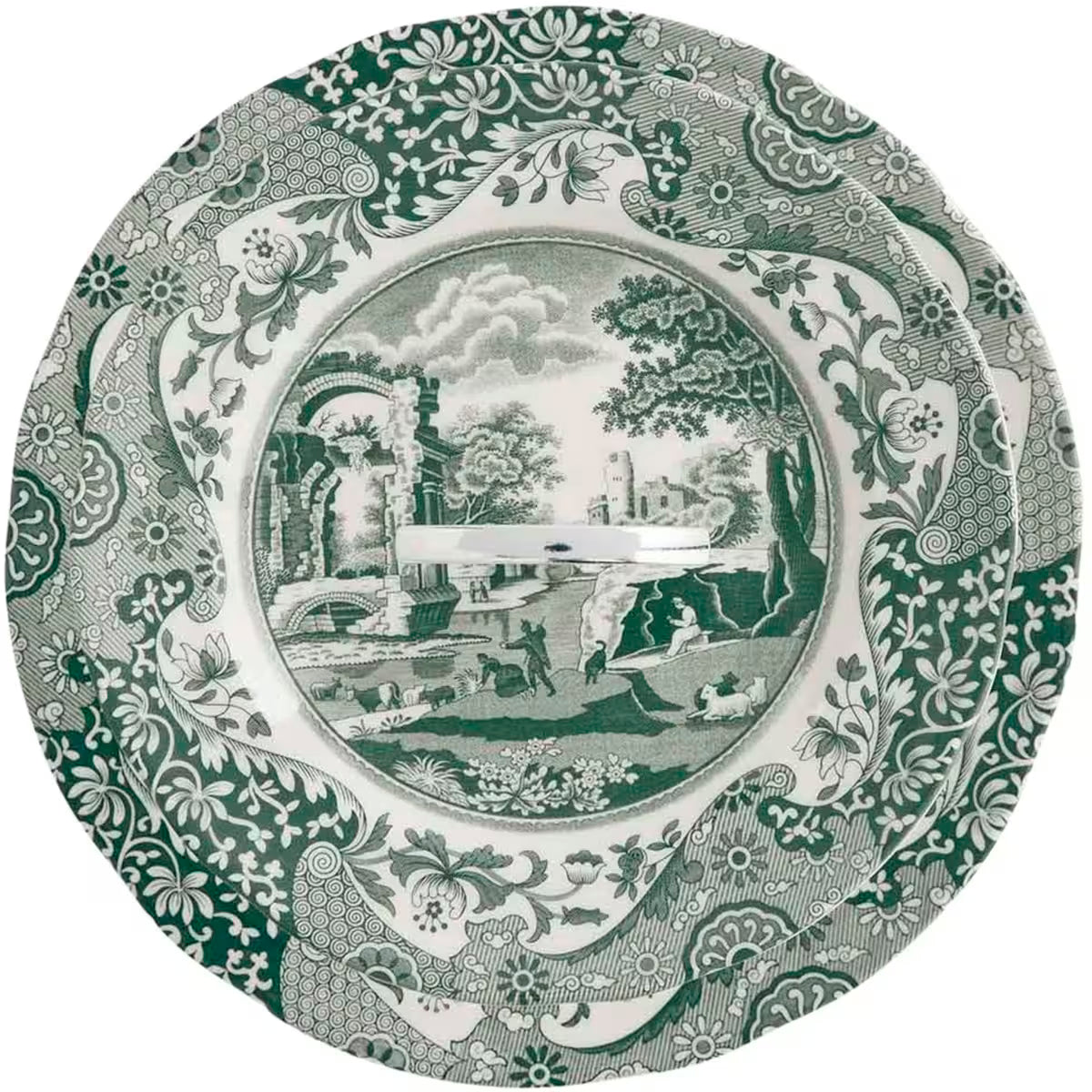 Spode Heritage Green Italian kakfat 2-vånings grön/vit