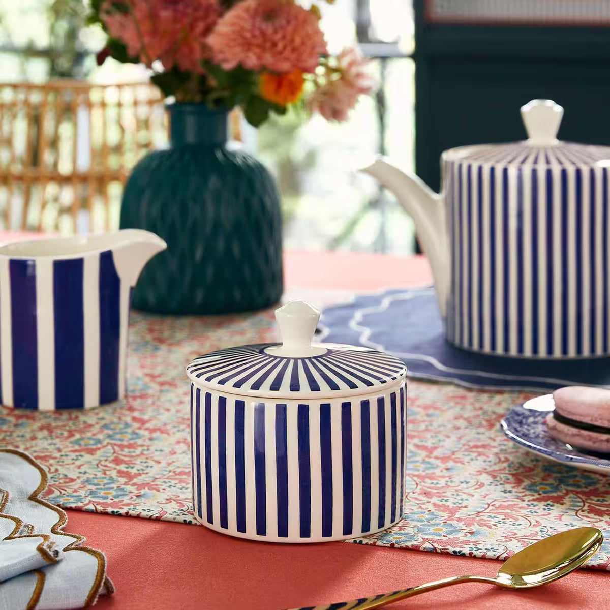 Spode Steccato sockerskål med lock 28 cl
