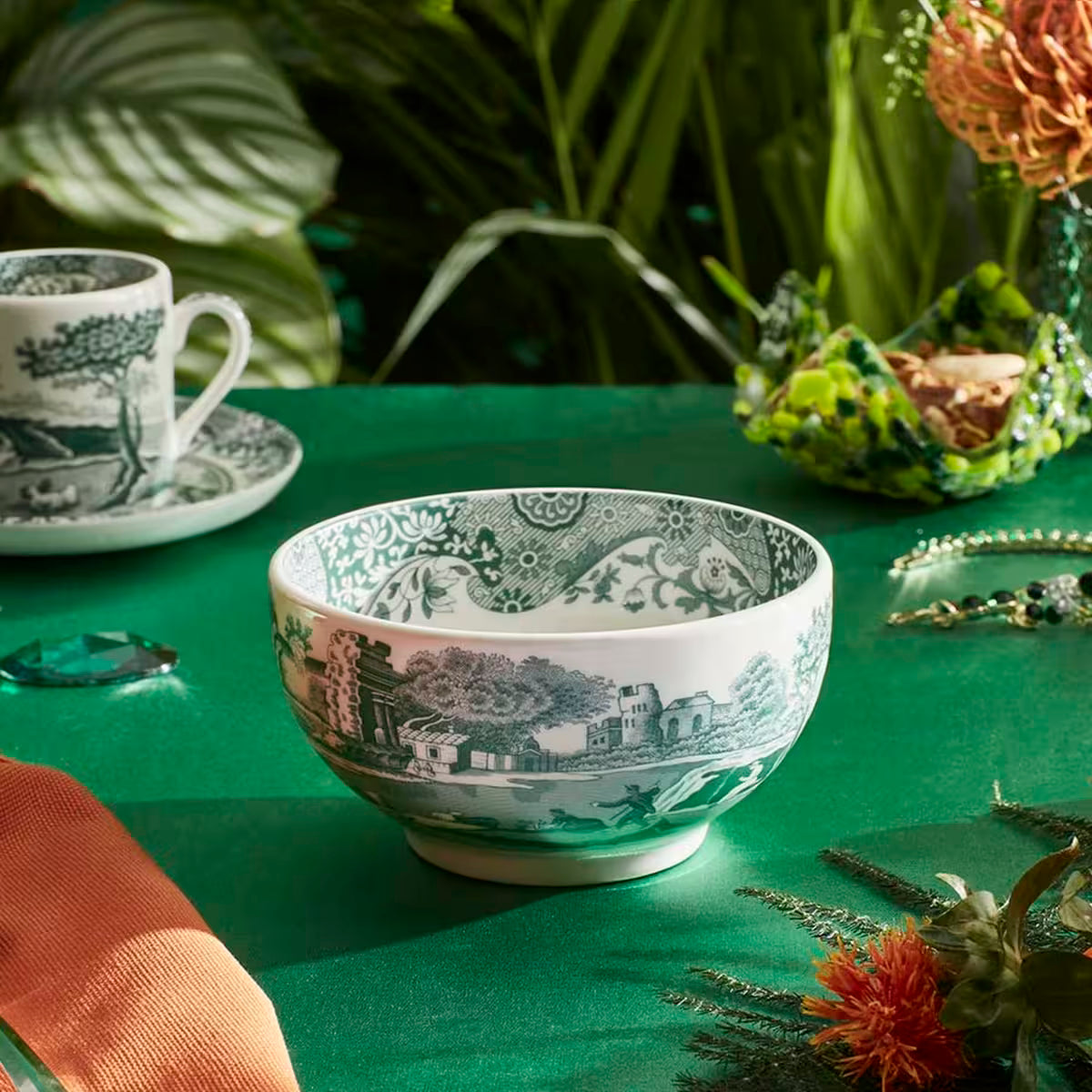 Spode Heritage Green Italian skål 11 cm grön/vit