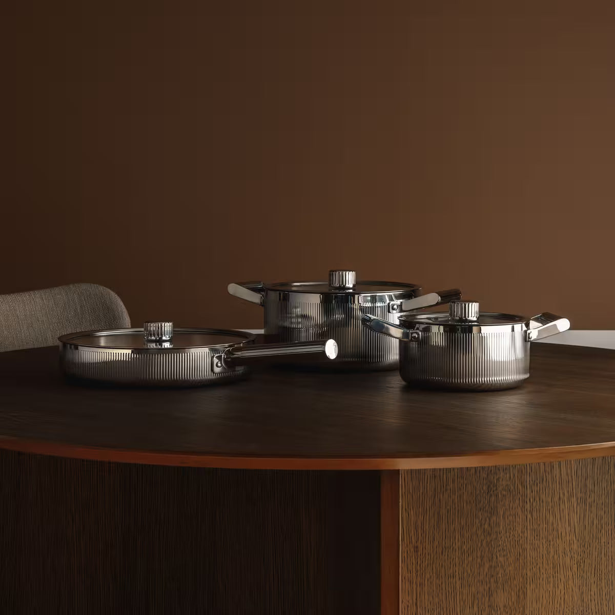 Vargen & Thor Glima grytset 3 delar blankt stål