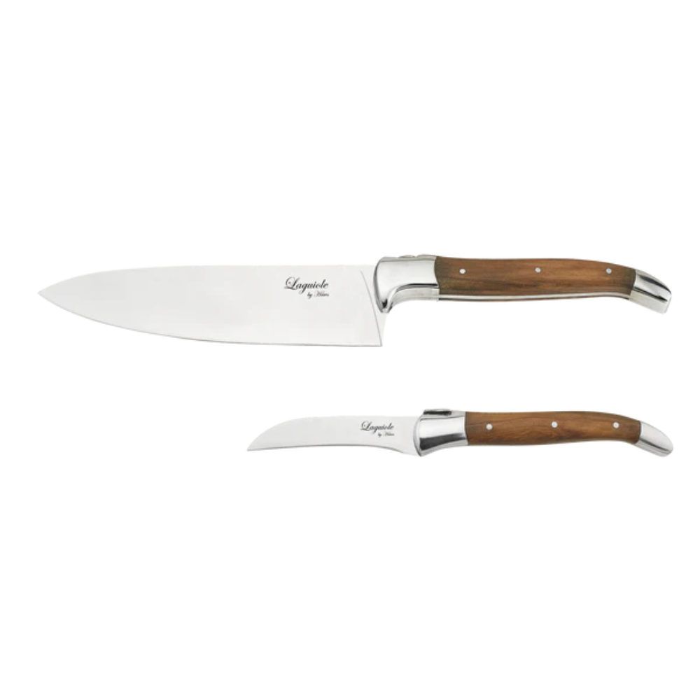 Laguiole By Hâws Knife Knivset 2 delar (Kockkniv + Skalkniv) Olivträ