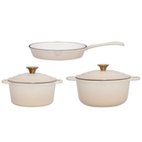 Maku Grytset 3 delar gjutjärn beige
