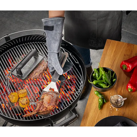 Gefu BBQ grillhandske läder 41 cm 2-pack grå