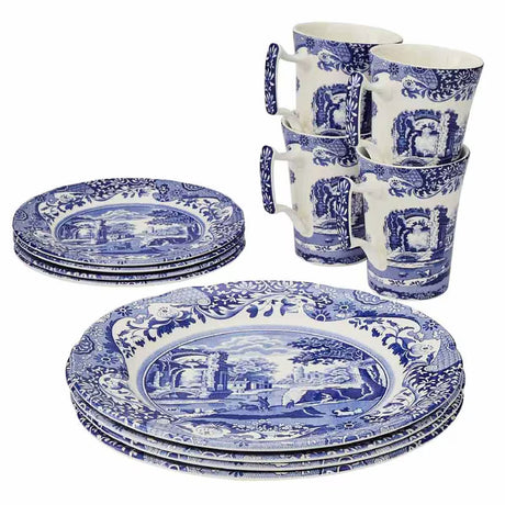 Spode Blue Italian servis 12 delar, blå/vit