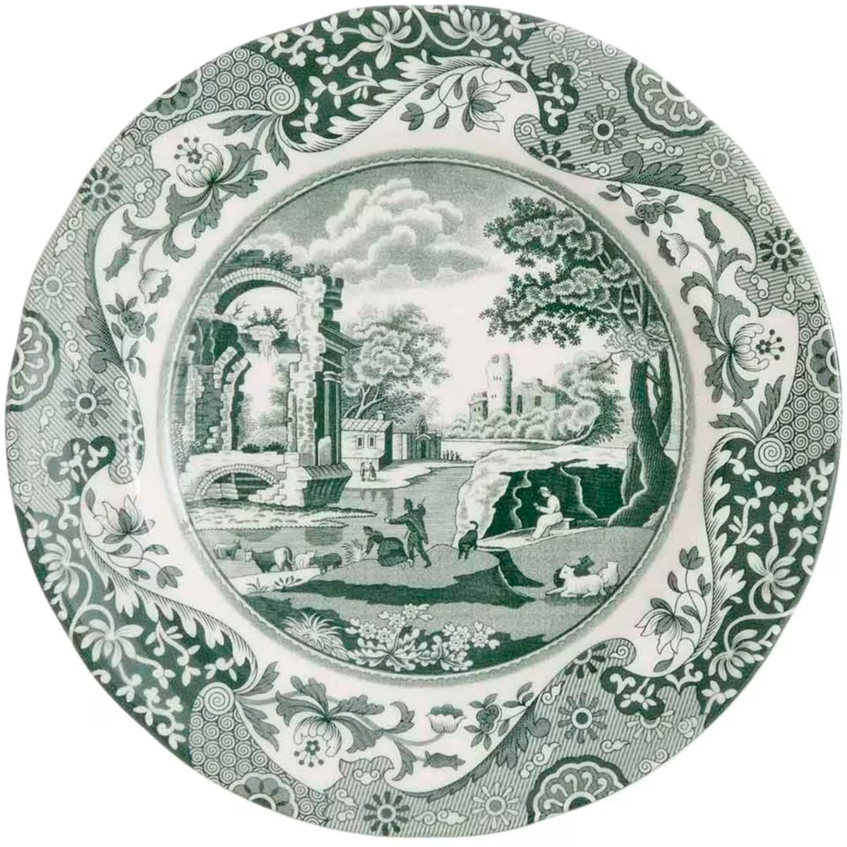 Spode Heritage Green Italian tallrik 20 cm grön/vit