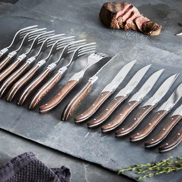 Laguiole By Hâws Grillkniv och grillgaffel 16 delar wengé