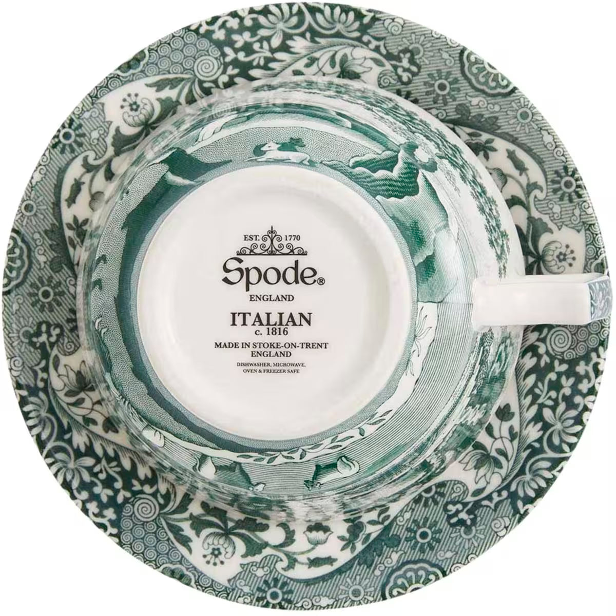 Spode Heritage Green Italian frukostkopp + fat 28 cl grön/vit