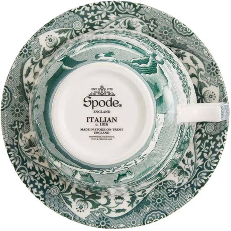 Spode Heritage Green Italian frukostkopp + fat 28 cl grön/vit