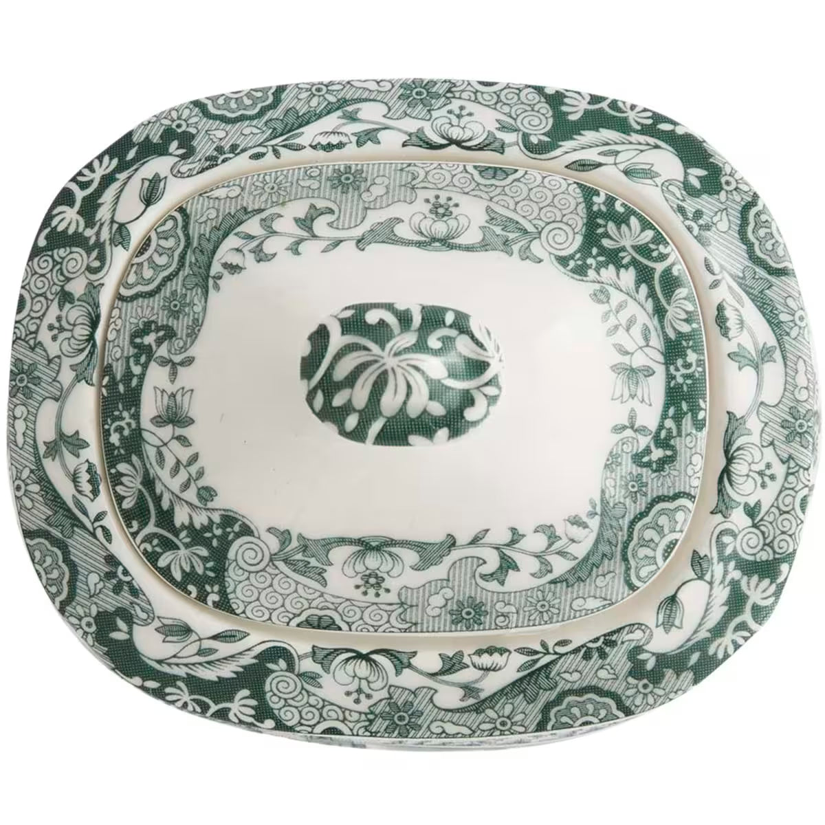 Spode Heritage Green Italian sockerskål med lock 25 cl grön/vit