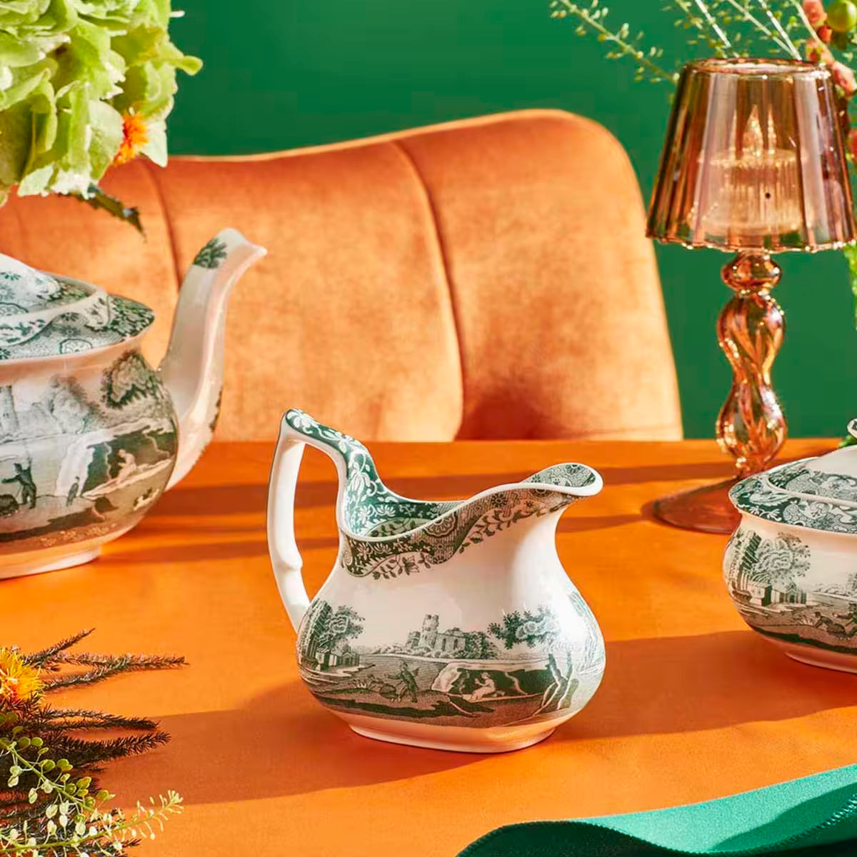 Spode Heritage Green Italian mjölkkanna 22 cl grön/vit