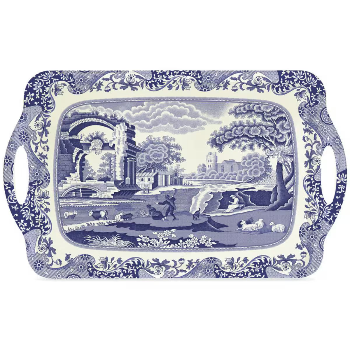 Spode Blue Italian Bricka 48x30 cm blå/vit