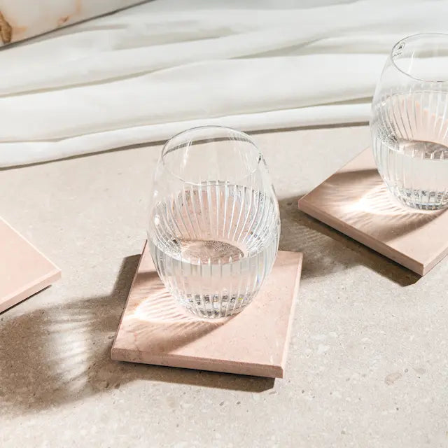 Stiernholm Marmor glasunderlägg 10x10 cm 4-pack rosa