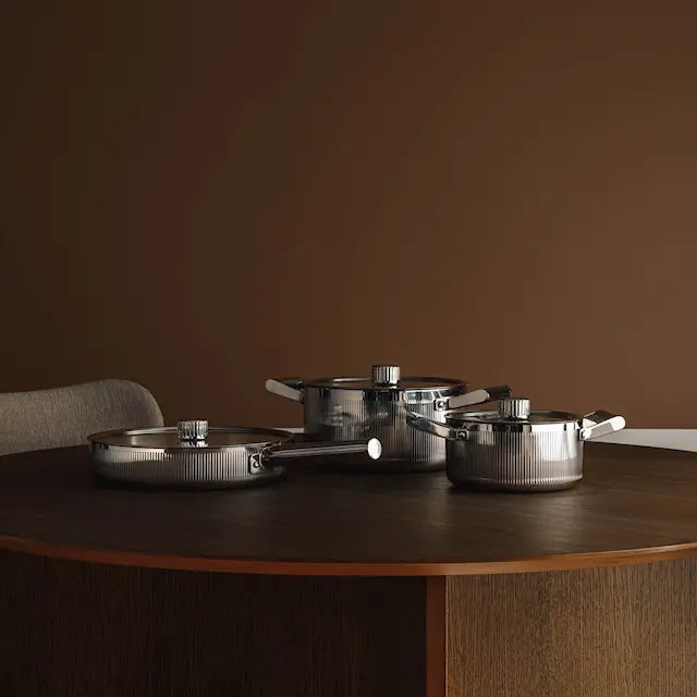 Vargen & Thor Glima grytset 3 delar blankt stål