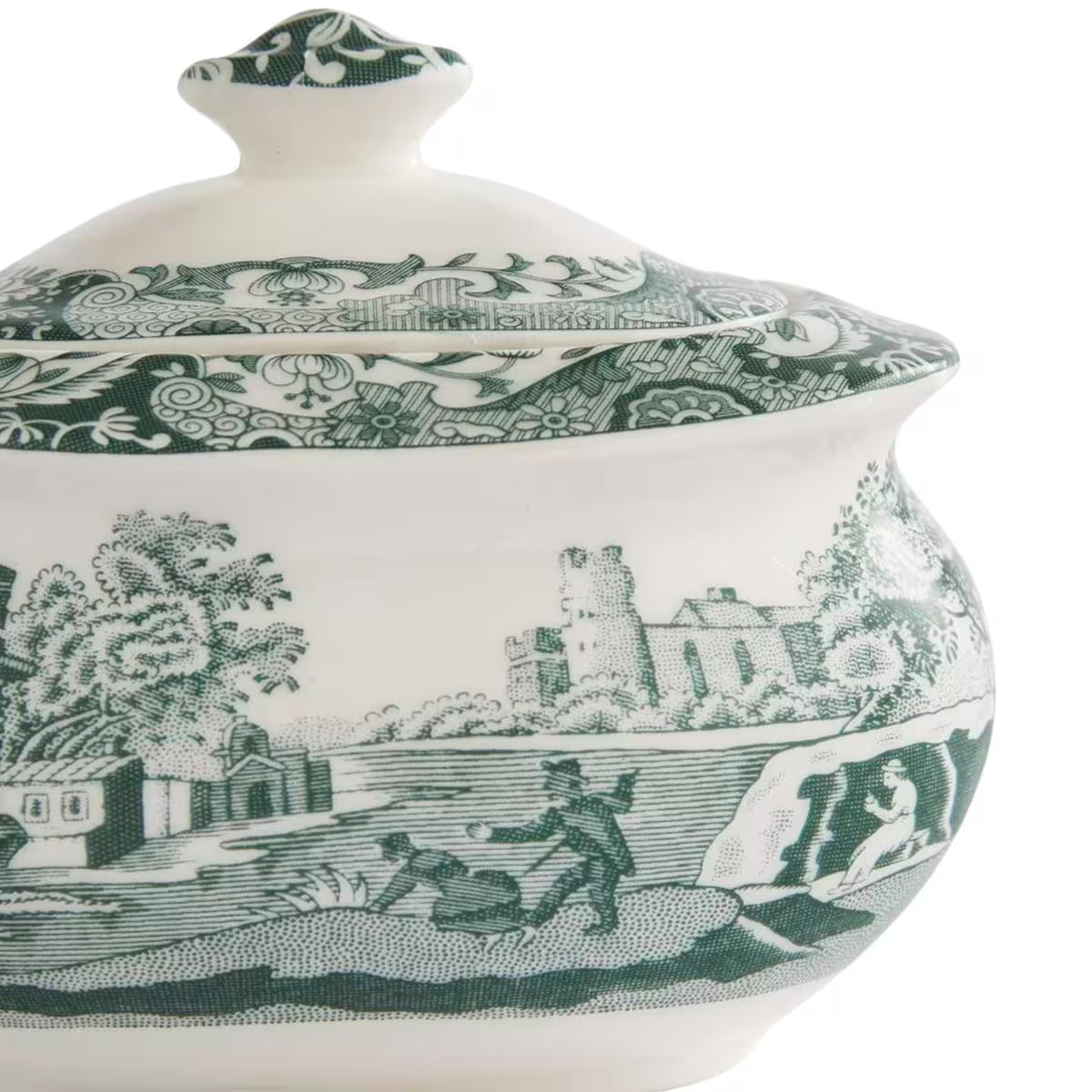 Spode Heritage Green Italian sockerskål med lock 25 cl grön/vit