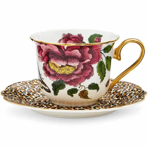 Spode Creatures of Curiosity Tekopp med fat 25 cl White/Leo