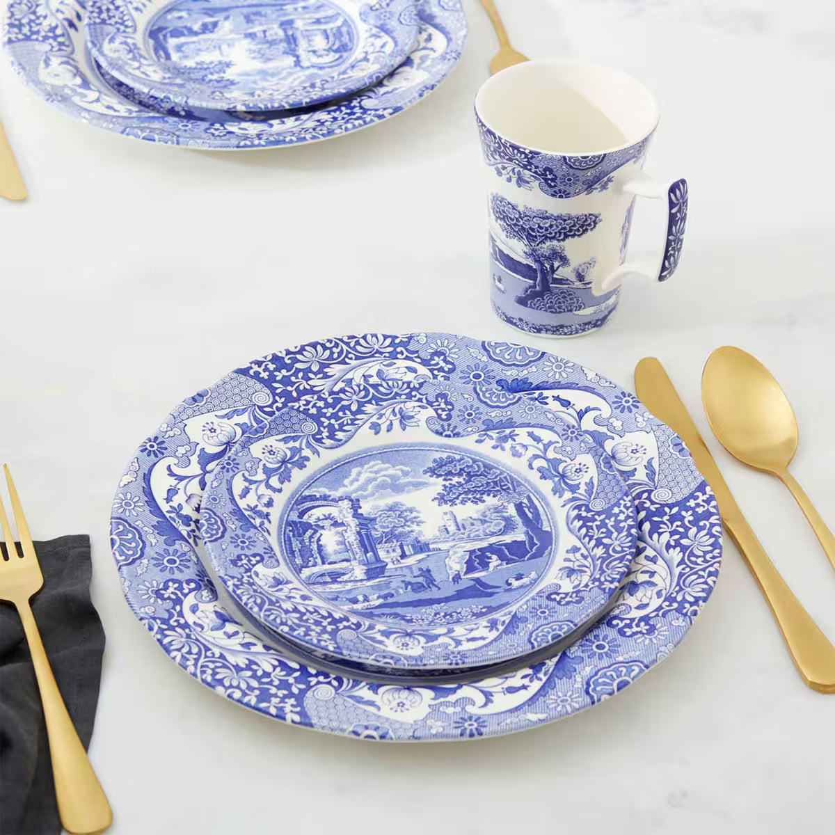 Spode Blue Italian servis 12 delar, blå/vit