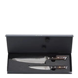 Damaskus By Haws Wengè knivset 2 delar kockkniv + allkniv